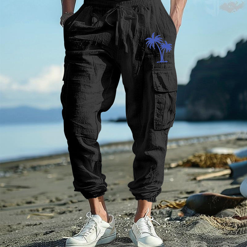Herren Cargohose Bequem mit Seitentaschen und Verstellbund