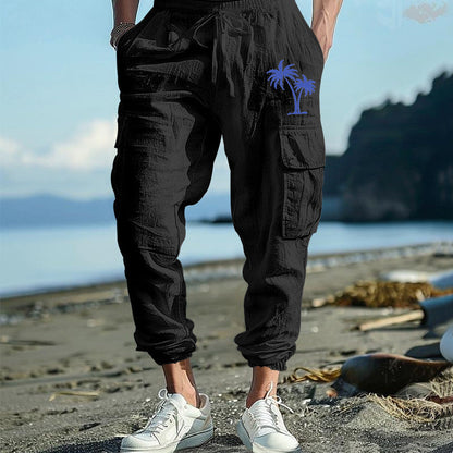 Herren Cargohose Bequem mit Seitentaschen und Verstellbund