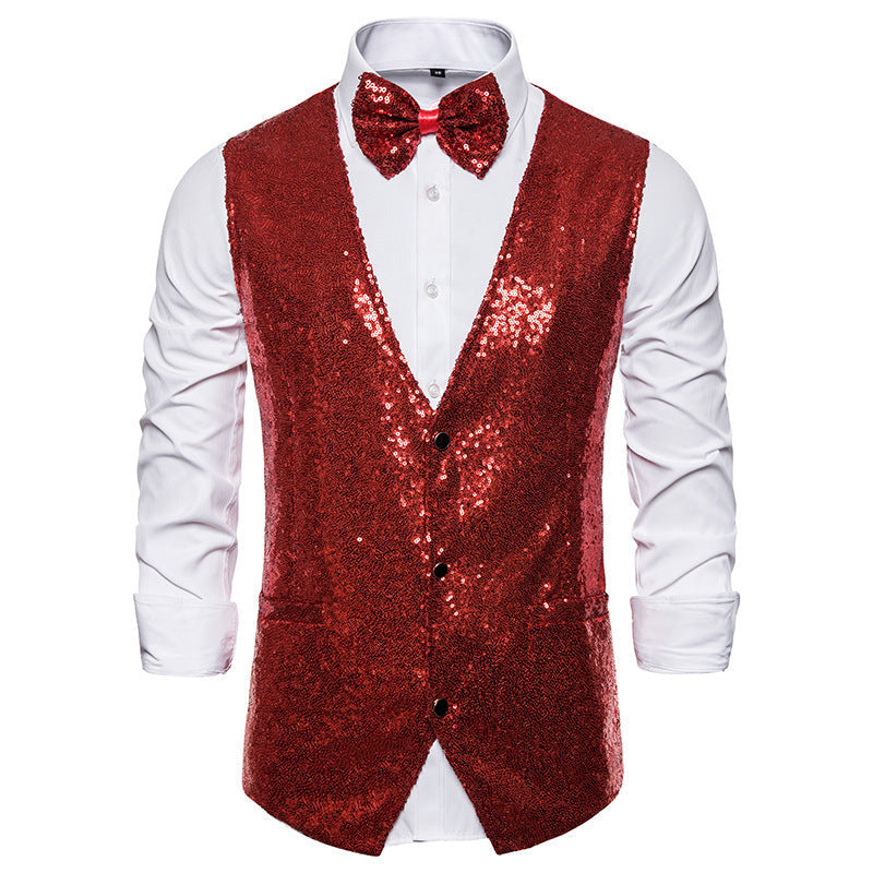 Herren Blazer Elegant Pailletten mit Fliege Modern