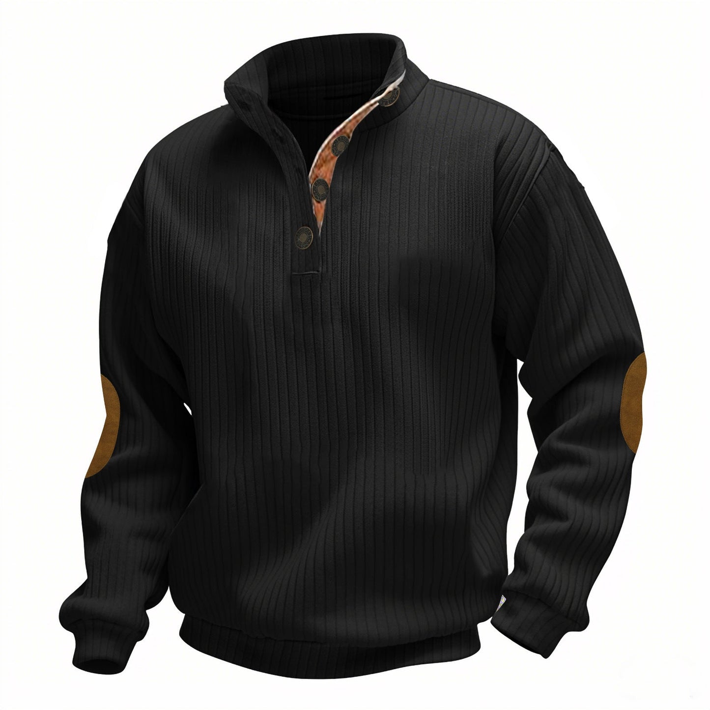 Herren Pulli Eleganter Stehkragen Modern Kontrastdetails