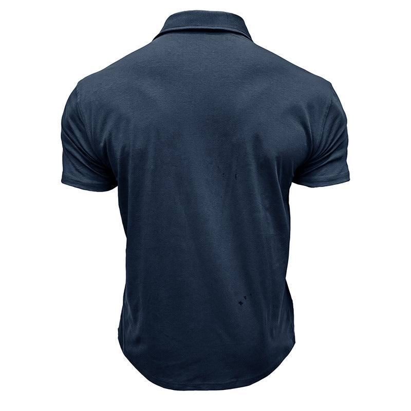 Herren Poloshirt Modern mit Stehkragen und Brusttasche