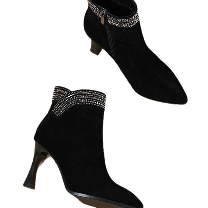 Damen Stiefel Elegante Ankle Boots mit Glitzer Dekor