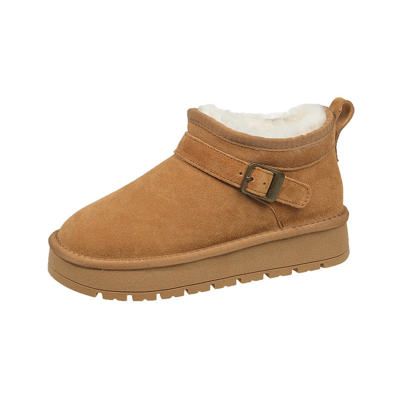 Damen Stiefeletten Weich Kuschelig Mit Schnalle