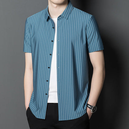 Herren Kurzarmhemd Streifen Elegant Slim Fit