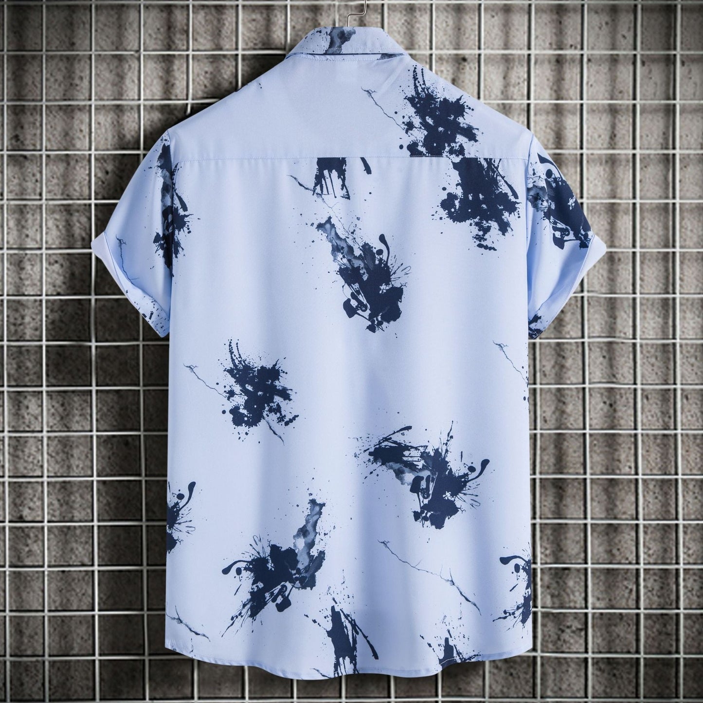 Herren Kurzarmhemd Farbspritz Design Trendy Sommer