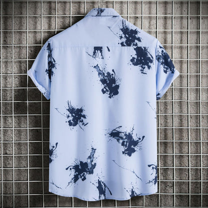 Herren Kurzarmhemd Farbspritz Design Trendy Sommer