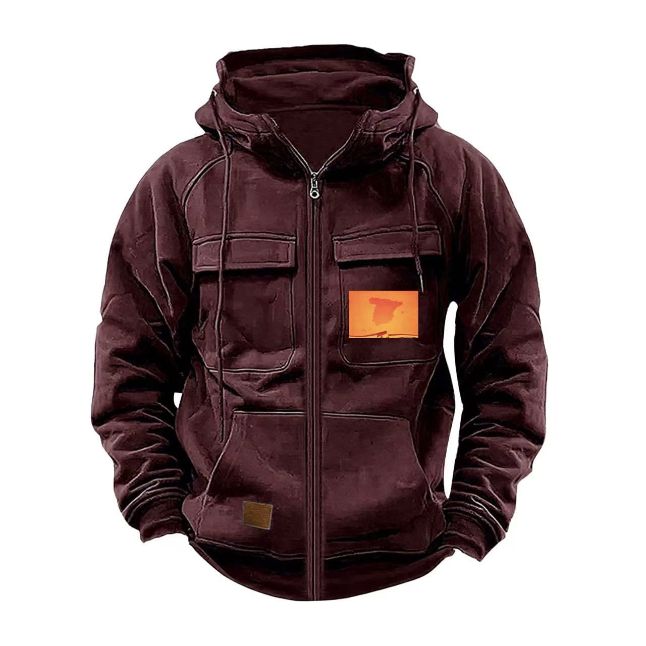 Herren Kapuzenjacke Multifunktionsjacke Praktisch Mit Taschen