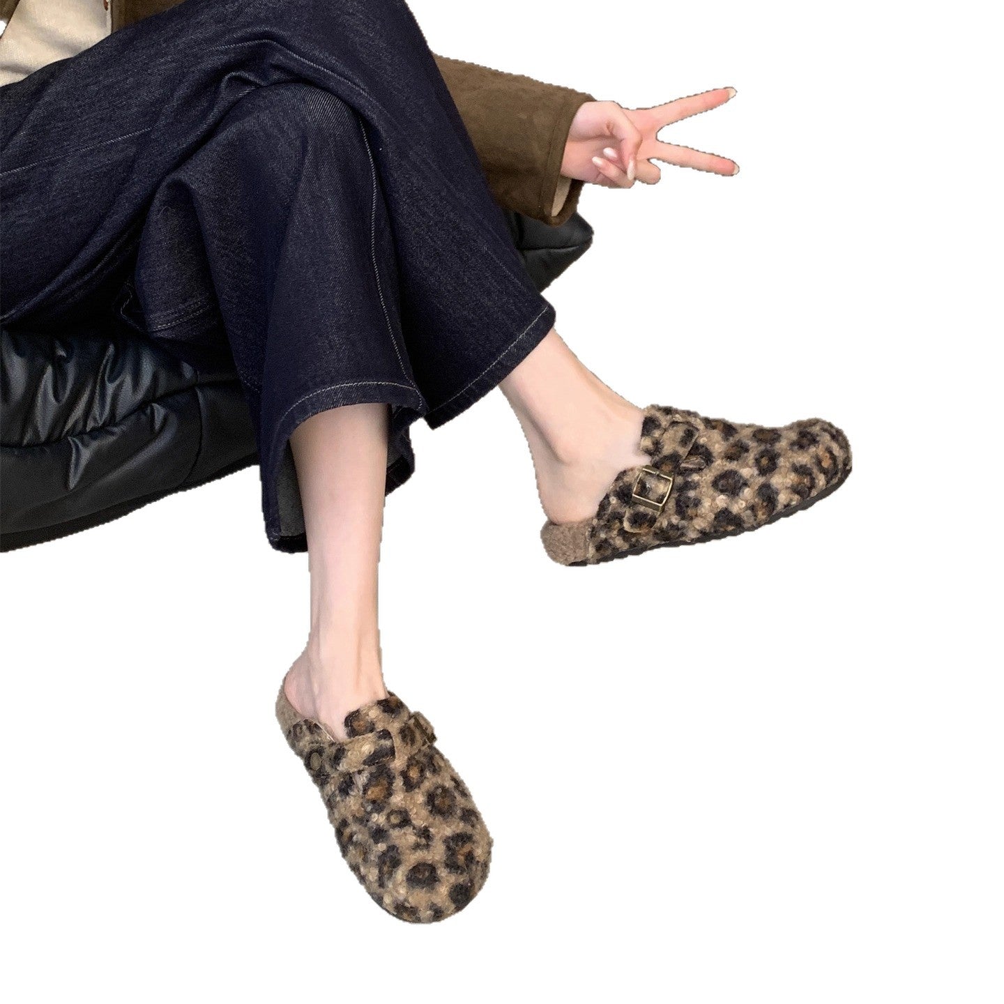 Damen Clogs Wollfilz Warm Schnalle Mode
