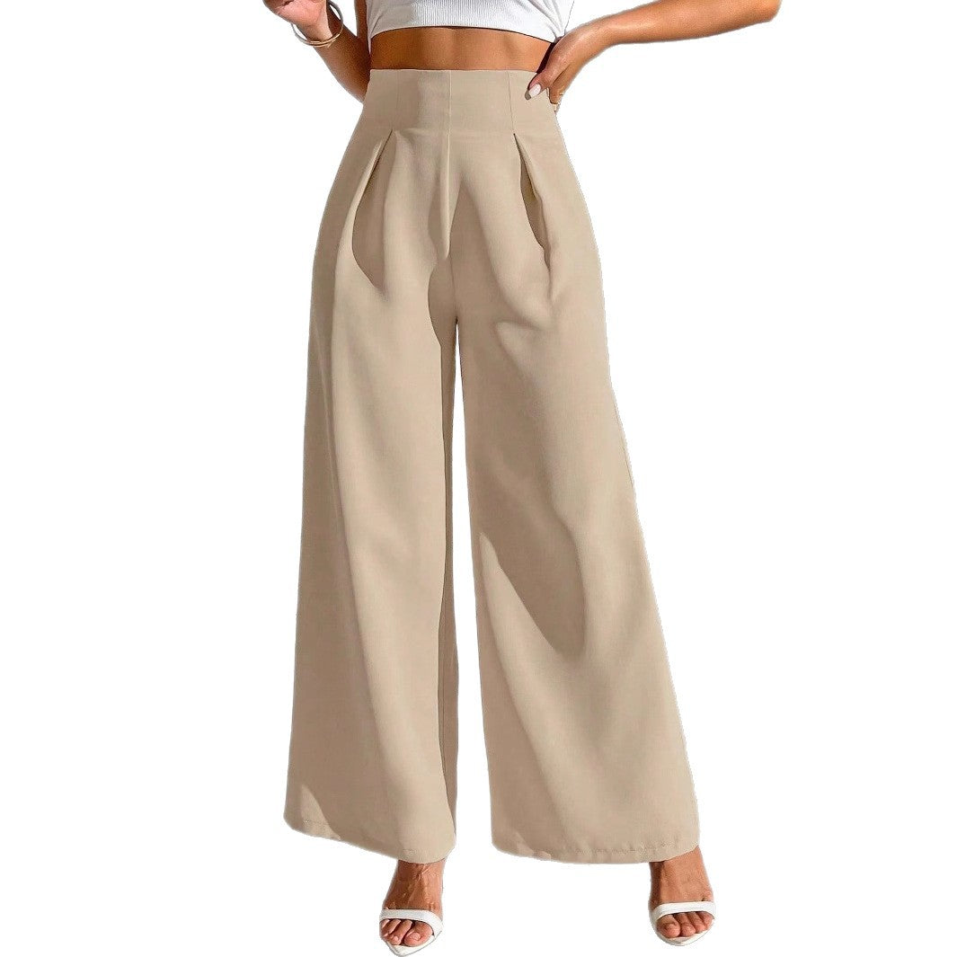 Damen Palazzo-Hose Weite Bein Hochtailliert Elegante Damenmode