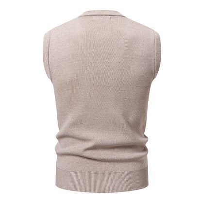 Herren Pullover Ärmellos V-Ausschnitt Struktur Optik Modern