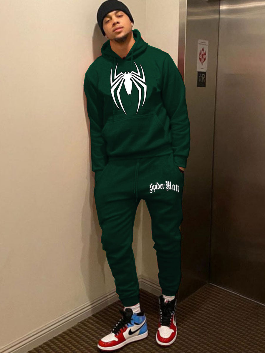 Herren Jogginganzug Sportlich mit Kapuze Spider Motiv Set