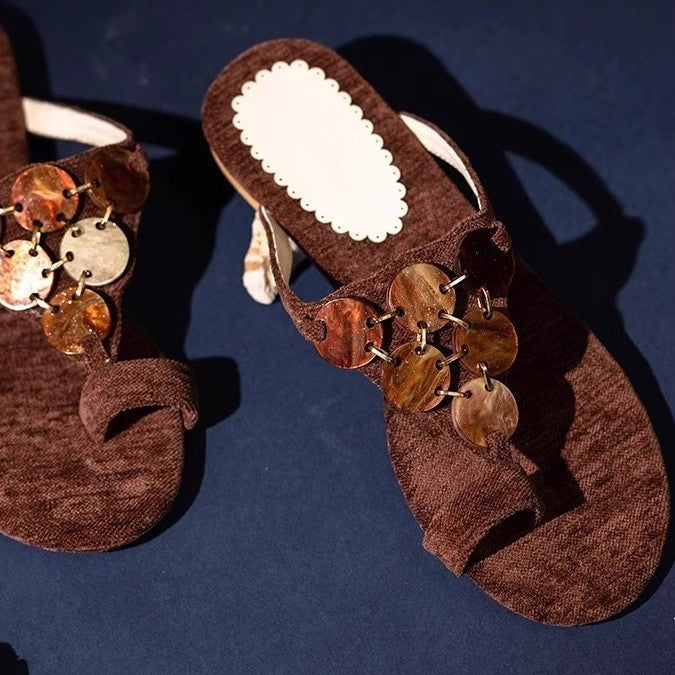 Damen Pantoletten Elegante Schuhe Mit Verschluss Detail Heidi Stil