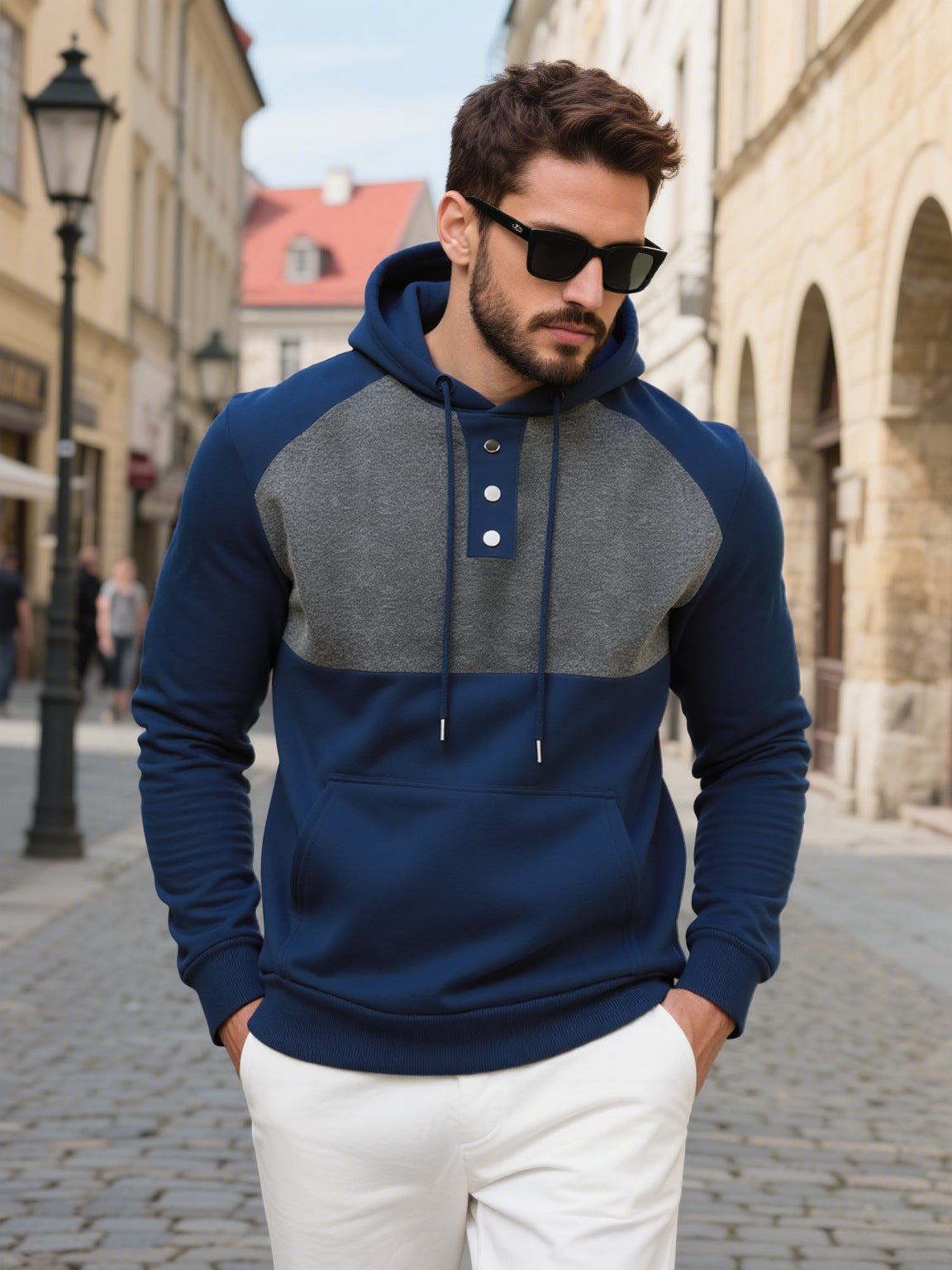 Herren Hoodie Kontrastdesign Modern Streetwear Style