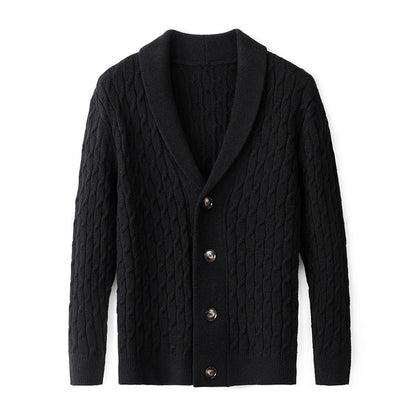 Herren Strickjacke Modern Kabelmuster Eleganter Kragen