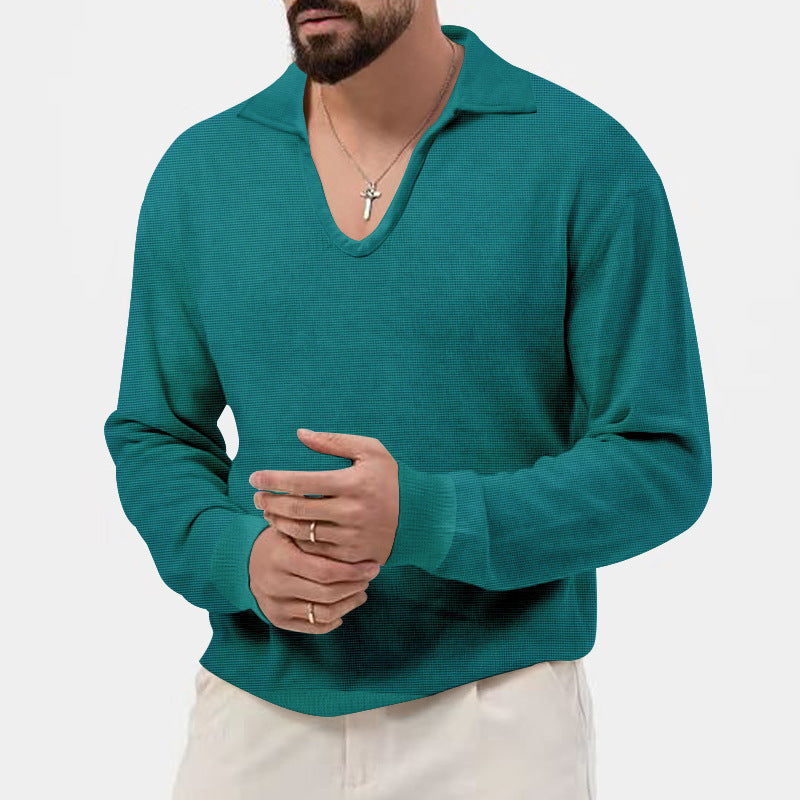 Herren Pullover Eleganter V-Ausschnitt Strukturiert Modern