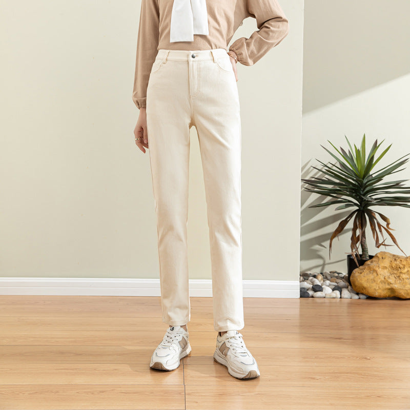 Damen Chino Hose Hochbund Stretch