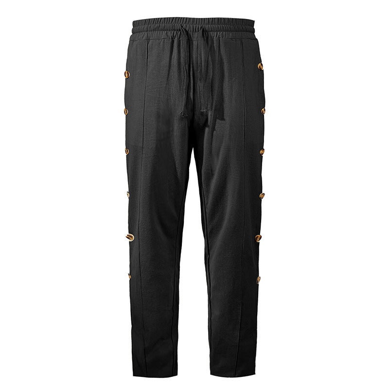 Herren Designerhose Slim Fit mit Knopfleiste und verstellbarem Bund