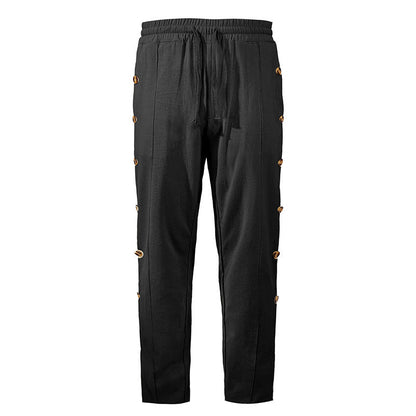 Herren Designerhose Slim Fit mit Knopfleiste und verstellbarem Bund