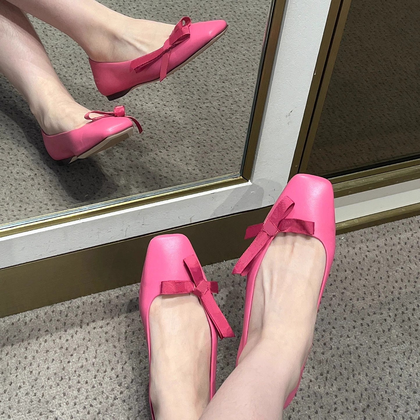 Damen Ballerinas mit Schleife Elegant Schuhe für Frauen