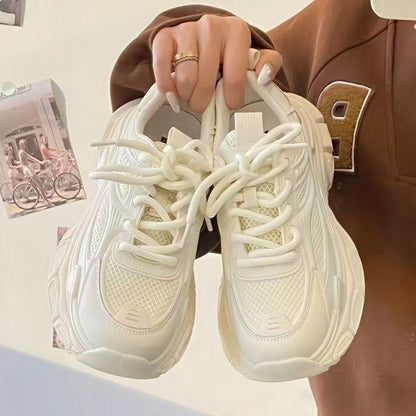 Damen Sneaker Sportlich Atmungsaktiv Mesh Weiße Sohle