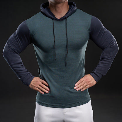 Herren Funktionsshirt Langarm Atmungsaktiv Kapuze Sportlich