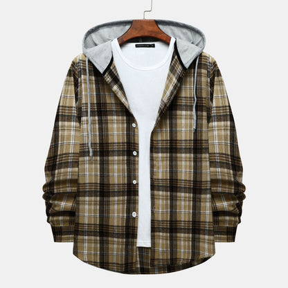 Herren Kapuzenjacke Karomuster Klassisch Modern