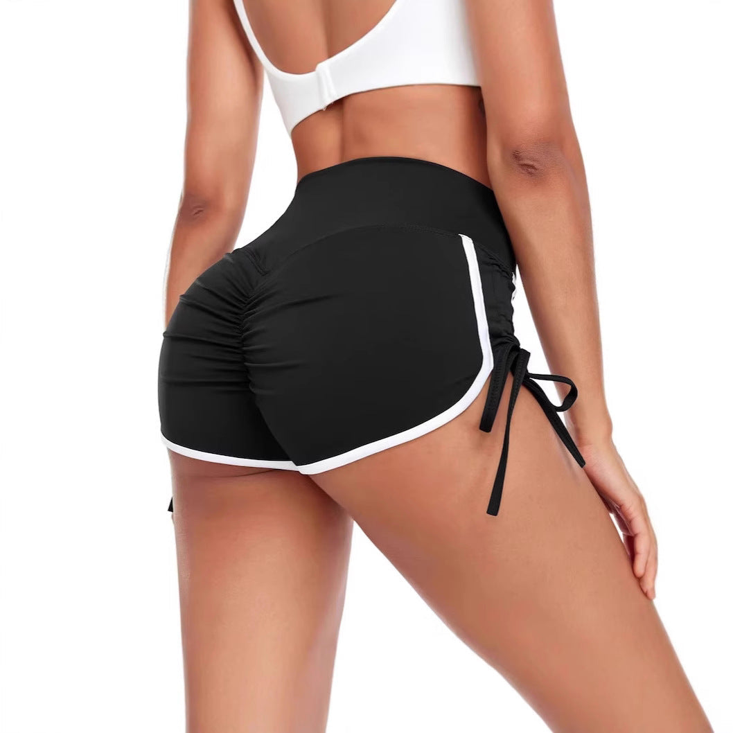 Damen Sport Shorts High Waist mit Rüschen Detail