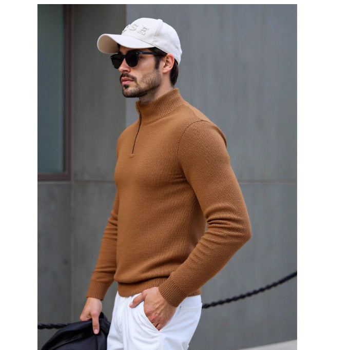 Herren Rollkragenpullover Modern Struktur Design Schwarz