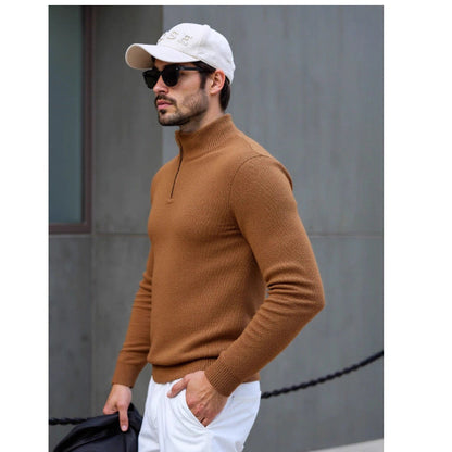 Herren Rollkragenpullover Modern Struktur Design Schwarz