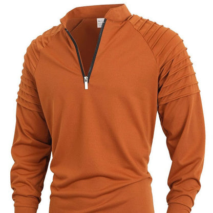 Herren Langarmshirt Stehkragen Reißverschluss Modern Berlin Style