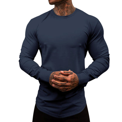 Herren Slimfit Langarmshirt Weich Baumwolle Modern
