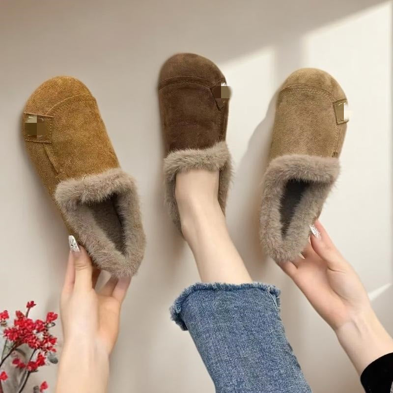 Damen Velours Pantoletten Weich Warm Heimische Hausschuhe