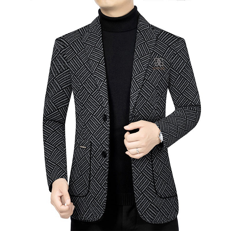 Herren Blazer Jacke Gestreift Modern mit Futter