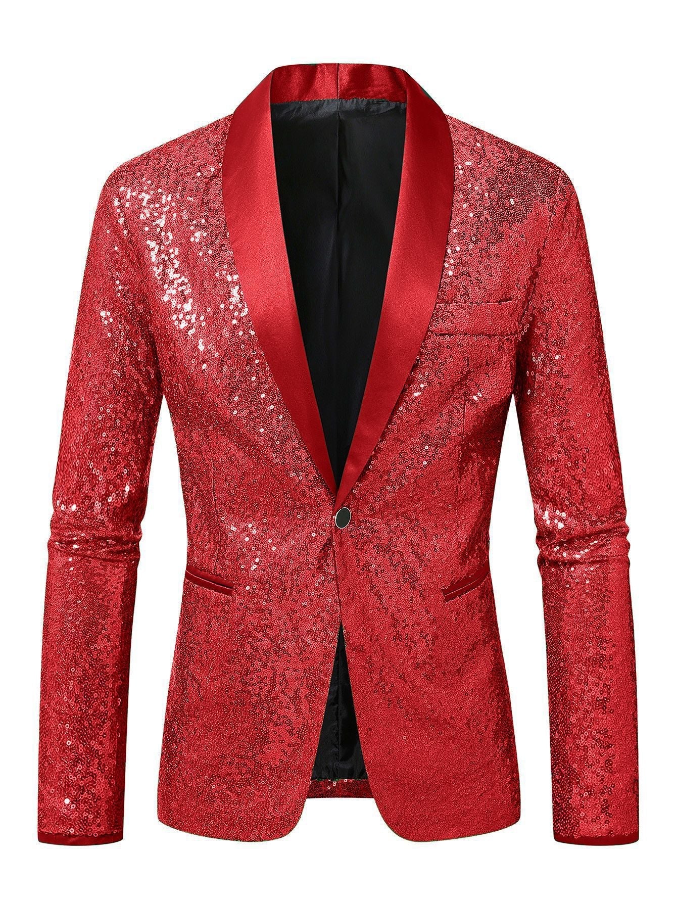 Herren Blazer Pailletten Modern Schnitt Glamour