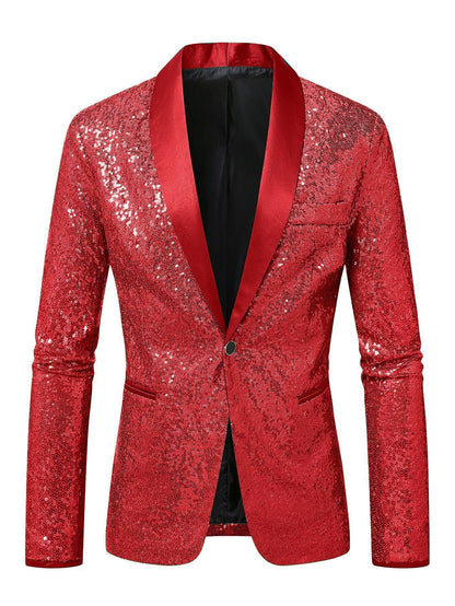 Herren Blazer Pailletten Modern Schnitt Glamour