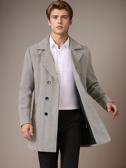 Herren Mantel Elegant Wende-Design Doppelter Knopfleiste