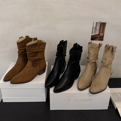 Damen Cowboy-Stiefel Mit Blockabsatz Komfortabel