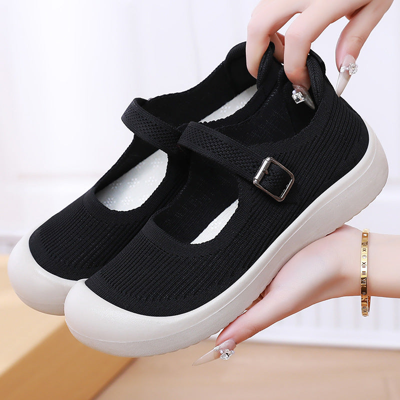 Damen Ballerinas Bequem Verstellbarer Riemen