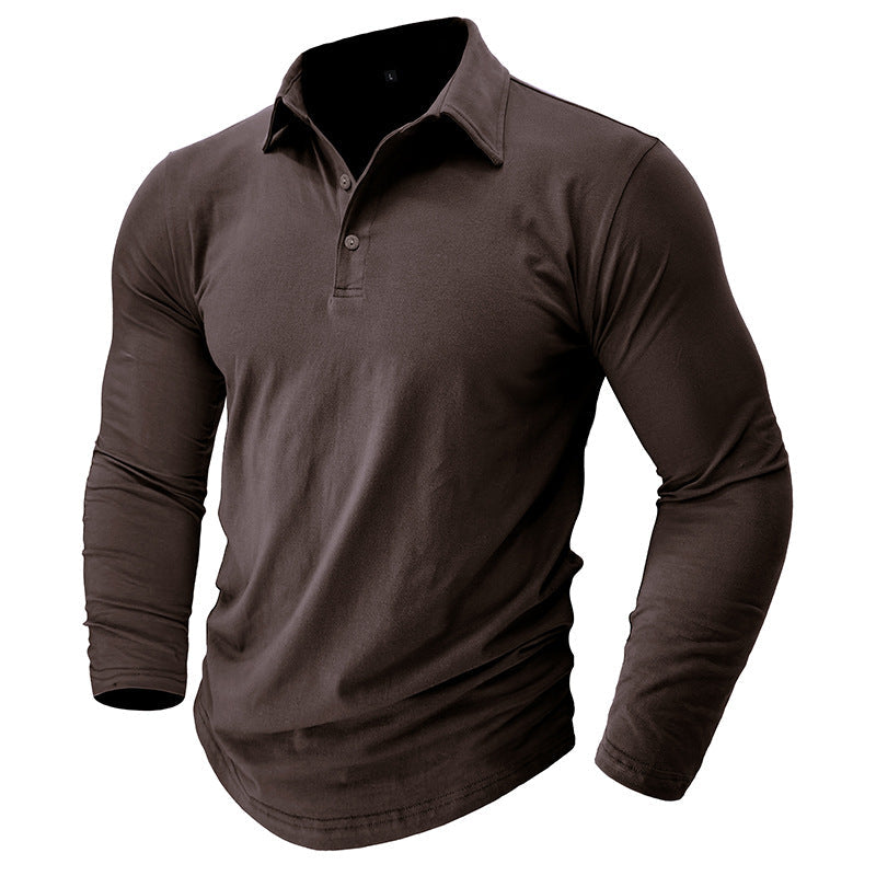 Herren Poloshirt Langarm Elegant Hochwertig Baumwolle