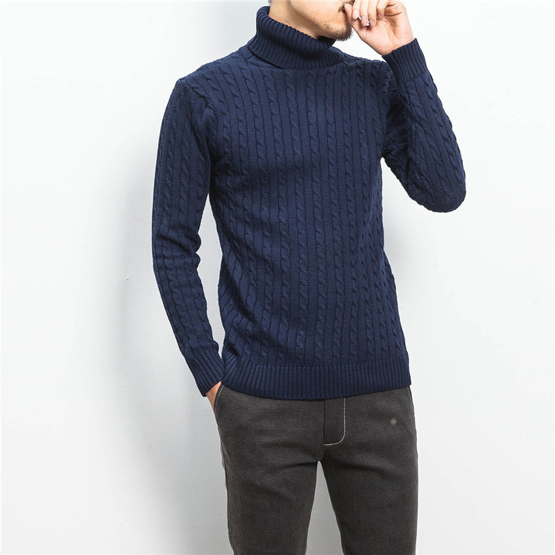 Herren Rollkragenpullover Zopfmuster Weich Komfortabel