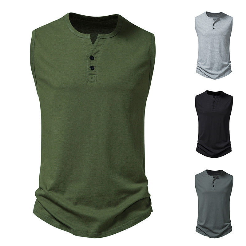 Herren Henley-Shirt Ärmellos Modern Knopfdesign Slimfit