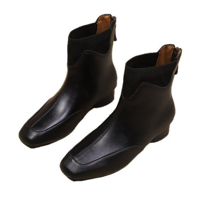 Damen Chelsea Stiefel Elegant Stretchleder Schwarz