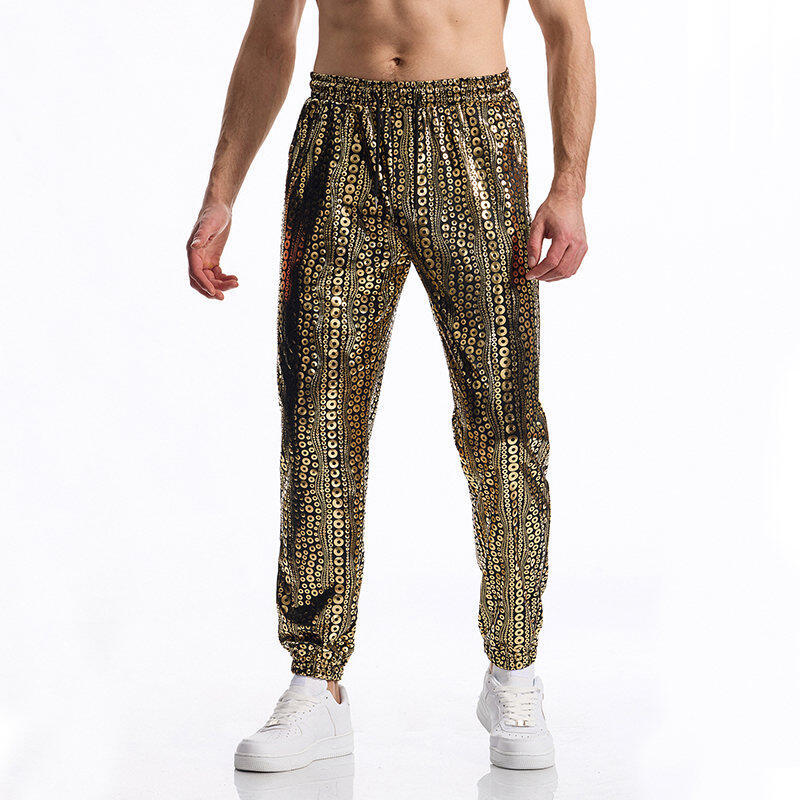 Herren Glitzerhose Bunt Pailletten Jeanshose Party