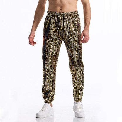 Herren Glitzerhose Bunt Pailletten Jeanshose Party