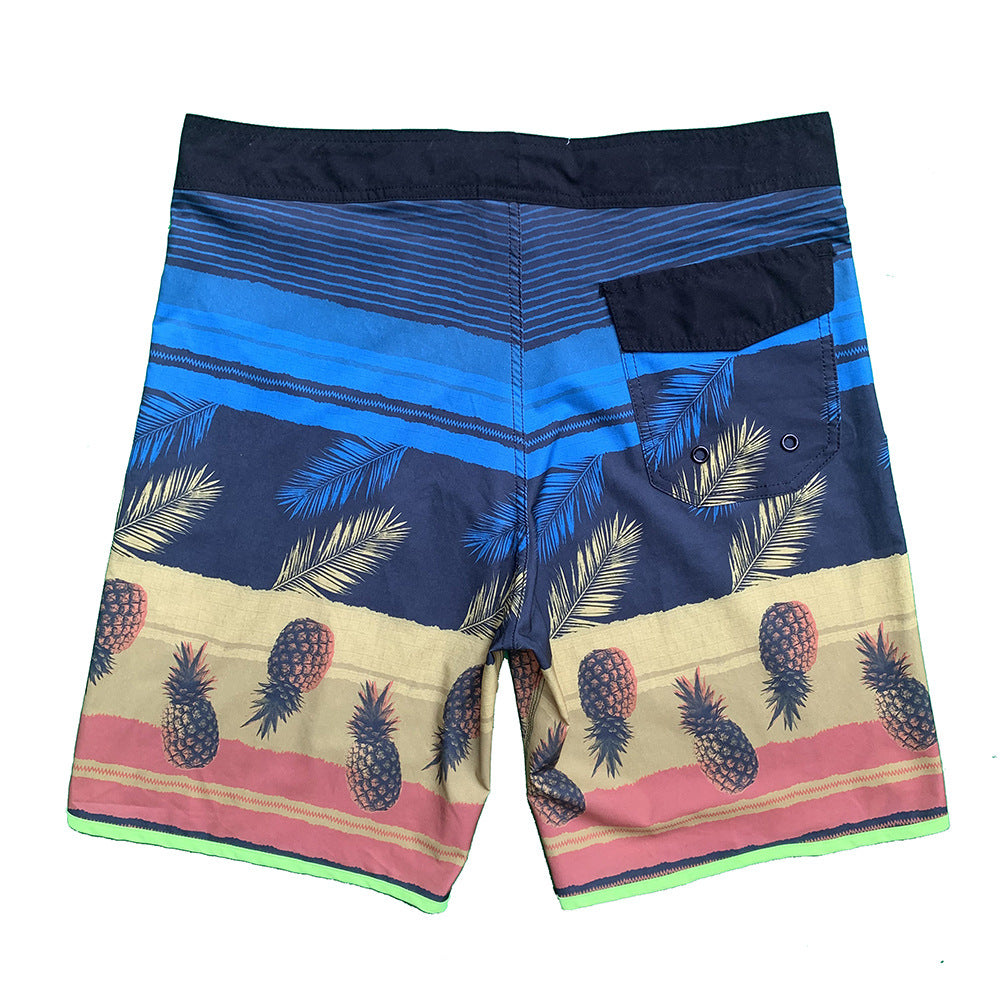 Herren Badeshorts Palmen-Ananas-Design Kordelzug Sommer