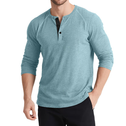 Herren Langarmshirt Knopfleiste Strukturiert Modern Berlin
