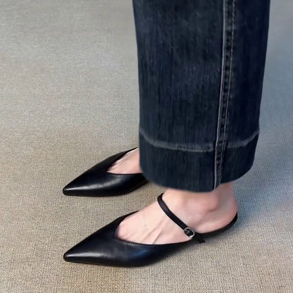 Damen Slingback Schuhe Elegante Spitze Ballerinas