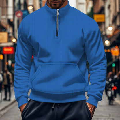 Herren Pullover Sportlich Halb-Reißverschluss Hochkragen