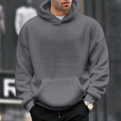 Große Fleece-Pullover Herren Oversized Kapuze mit Taschen