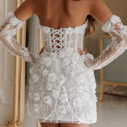 Hochzeitskleid Damen Elegant Boho Langärmlig Floral